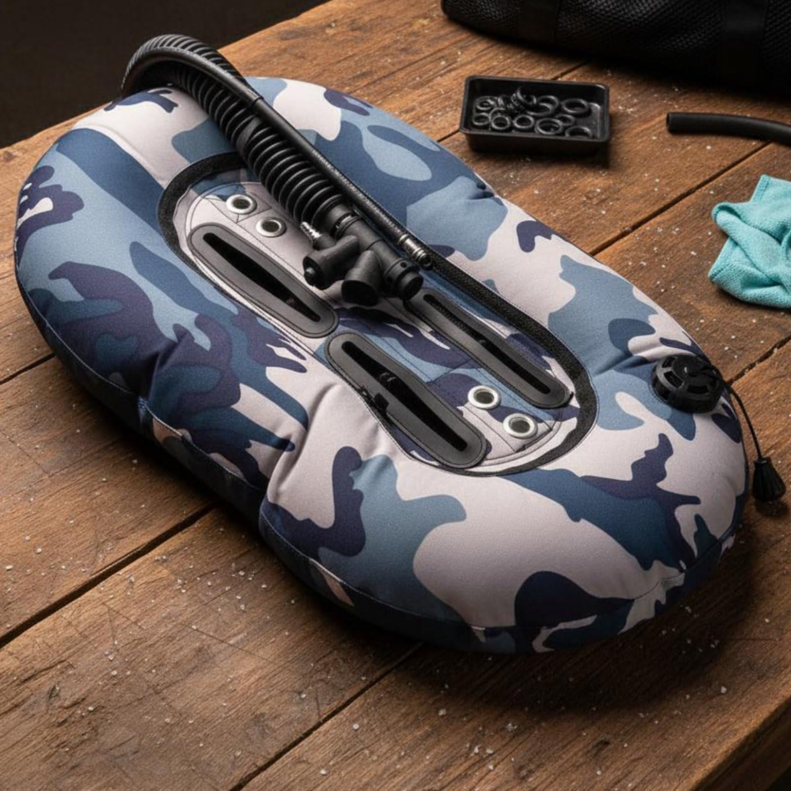 Aile de Plongée Nylon Compensateur de Flottabilité Donut Wing Gilet Stabilisateur Cellule d'air Gonflage Rapide 25lbs et 30lbs Air Fluide Adaptée , Noir