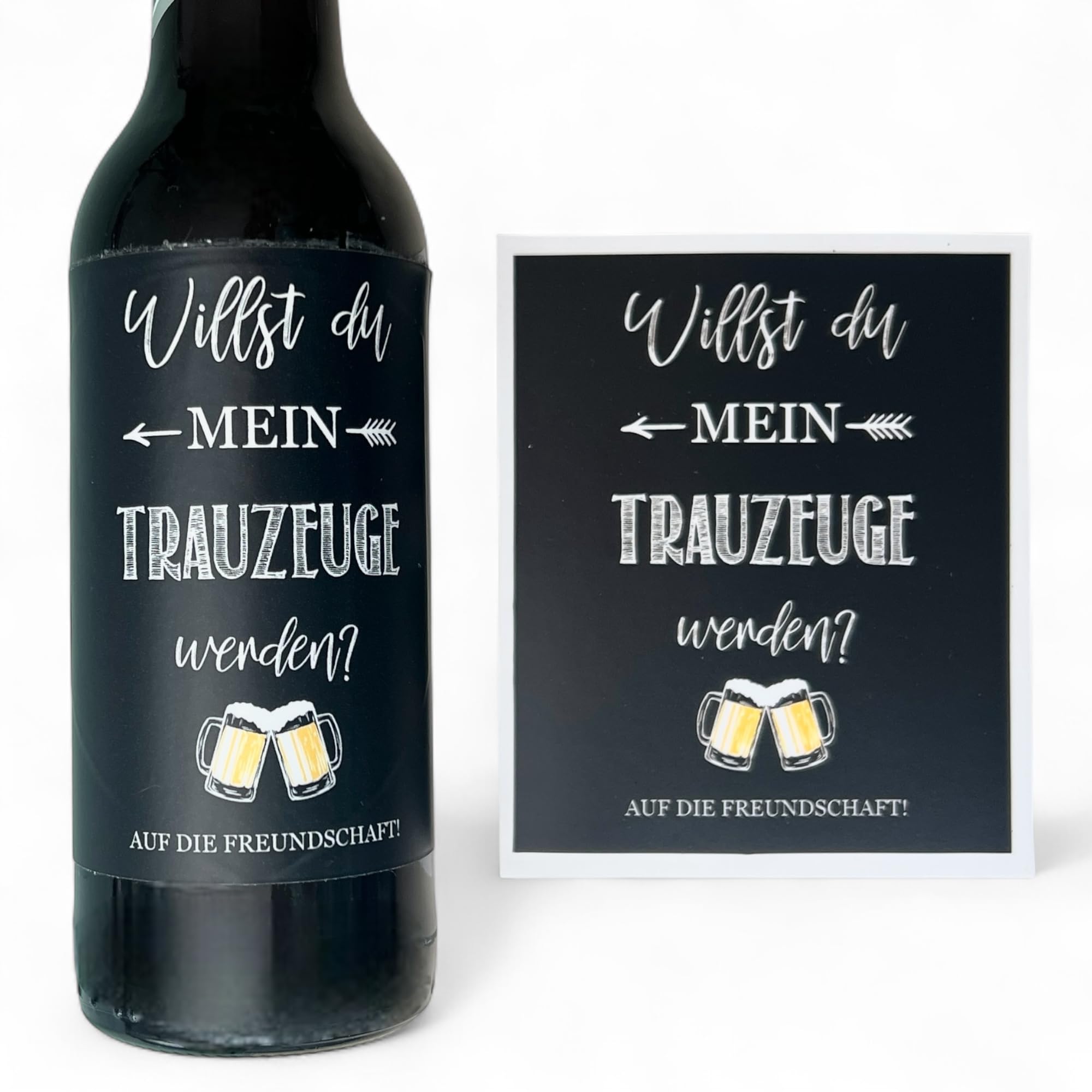 Flaschenetikett Trauzeuge – „Willst du mein Trauzeuge sein?“ | Geschenk Trauzeuge, Einladung zur Hochzeit | Hochwertiger, wasserfester Aufkleber für Bierflaschen