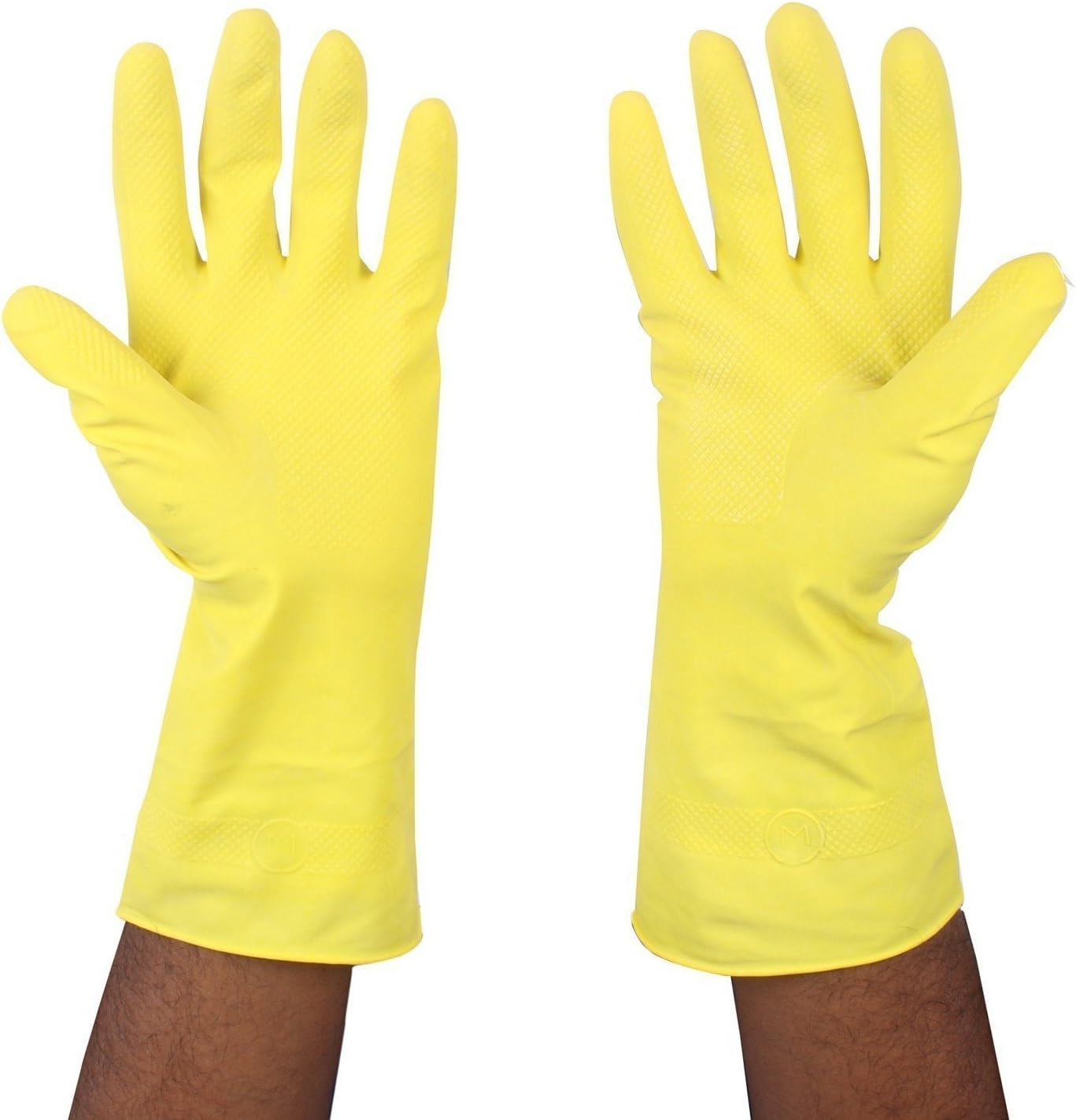 LOWPRICE ONLINE Reusable Latex Rubber Hand Gloves for Household (Yellow, Orange, Red, Blue, Standard)