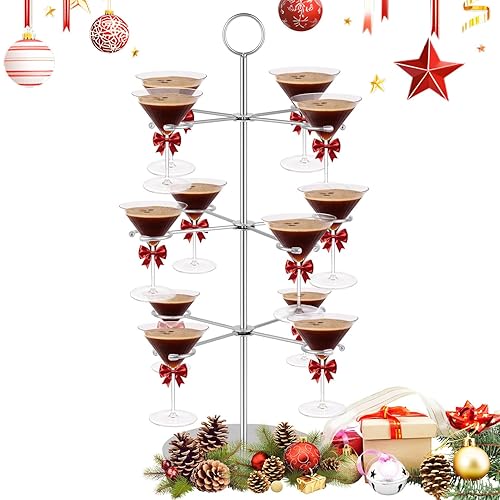 QPIX DIGITAL Cocktail Tree Stand, Metal Drink Tower, 3 Tier