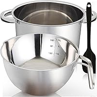Marsheepy Double Boiler Set: 2.3QT Stainless Steel Melting Bowl + 3.63QT Pot + Silicone Spatula for Chocolate, Candy, Wax