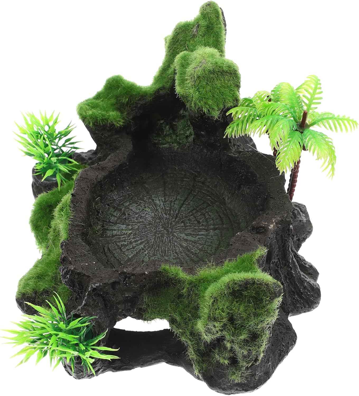 Toddmomy Wear-Resistant Resin Reptile Feeding Bowl Turtle Tank Water Dish Safe Reptile Accessory Terrarium Decor Bowl