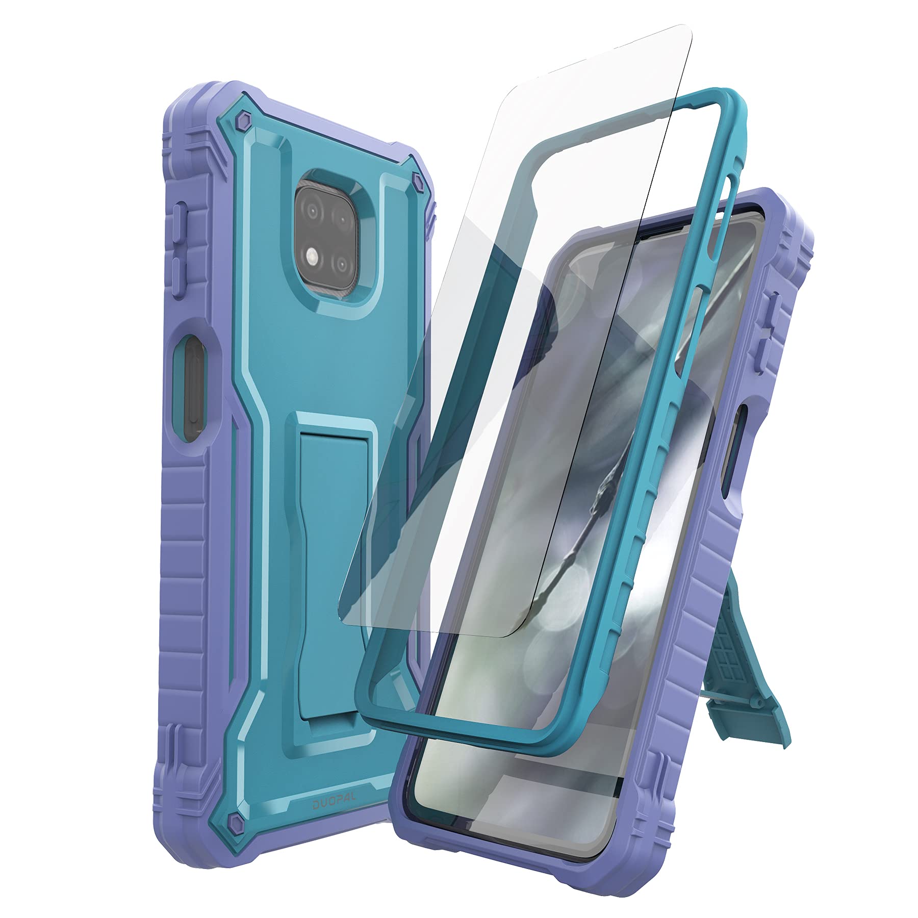 DUOPAL for Motorola Moto G Power 2021 Case, Military Grade Protection Shockproof Case with Tempered Glass HD Screen Protector and Kickstand Compatible