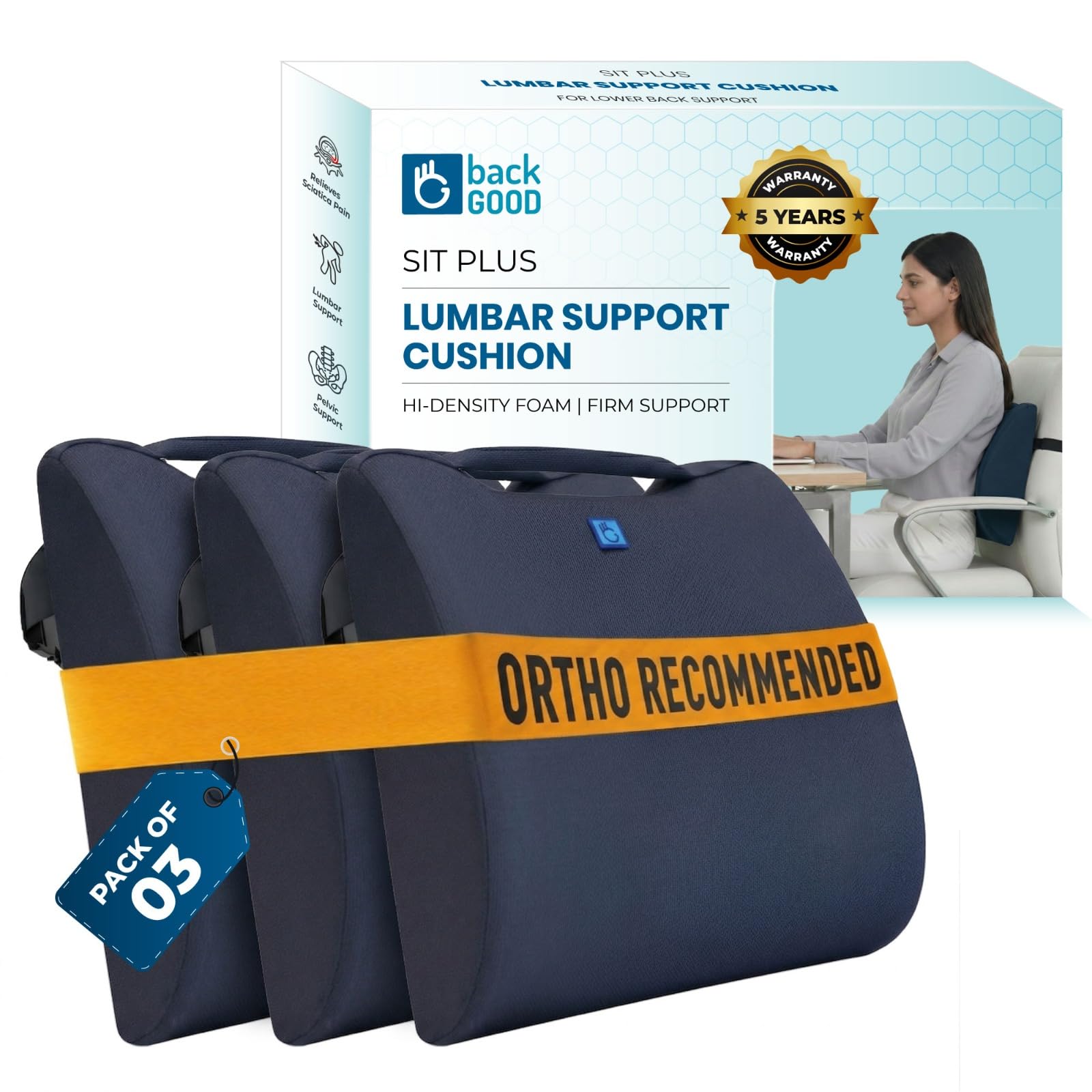Orthosit Lumbar Support for Office Chair | 5-Year Warranty | Orthopedic Back Support, Backrest Cushion |Lower Back Support for Spinal Alignment | for Office and Home Chair Use (Black) — Amazon image 9
