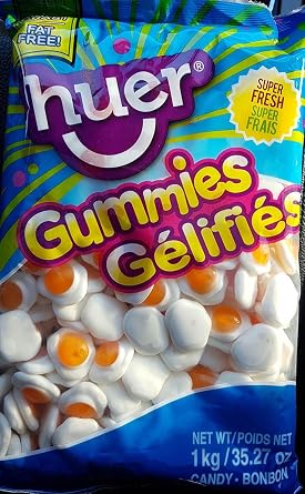 Huer Fried Eggs Gummy Candy 1kg/2.2 lbs., Imported from Canada