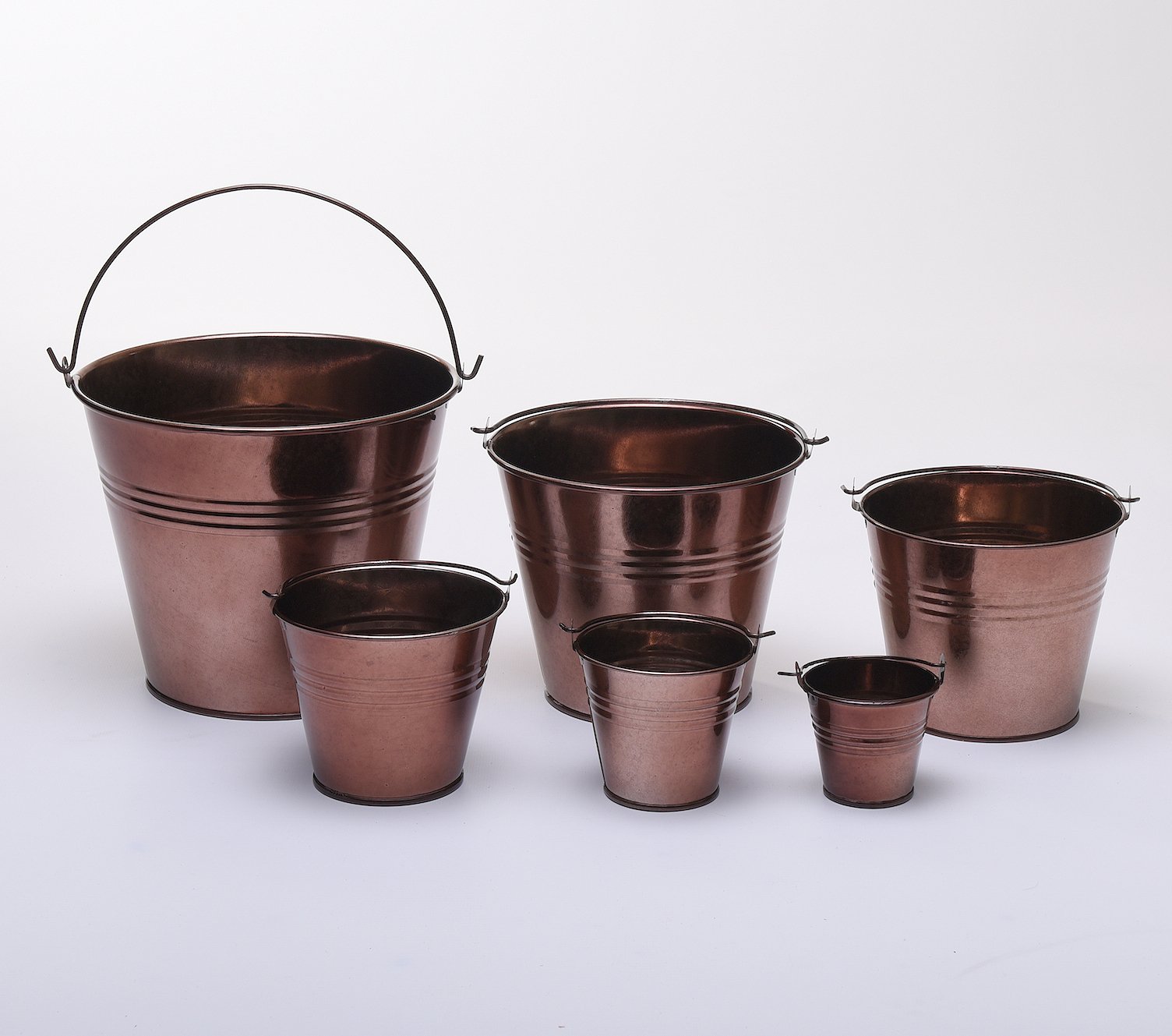 One Copper Coloured 8.5cm (3.3") Metal Bucket - Pot - Planter for Sweet Tree Kits, Plants, Favours, Storage (W9013)