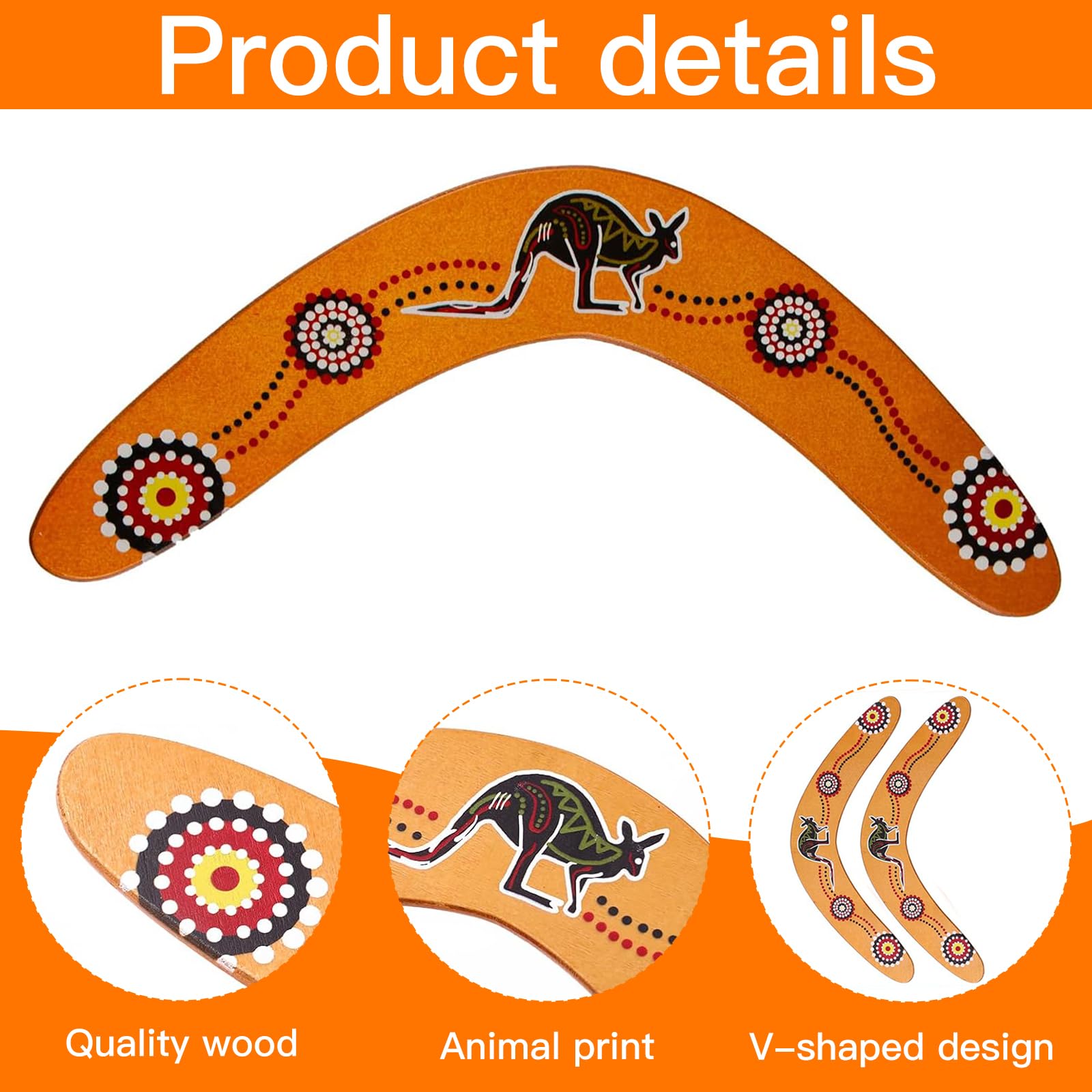Boomerang Fatti a Mano,2 Pezzi in Stile Australiano,Boomerang di Ritorno a Forma di V, per Bambini sopra i 10 Anni, Marrone Chiaro