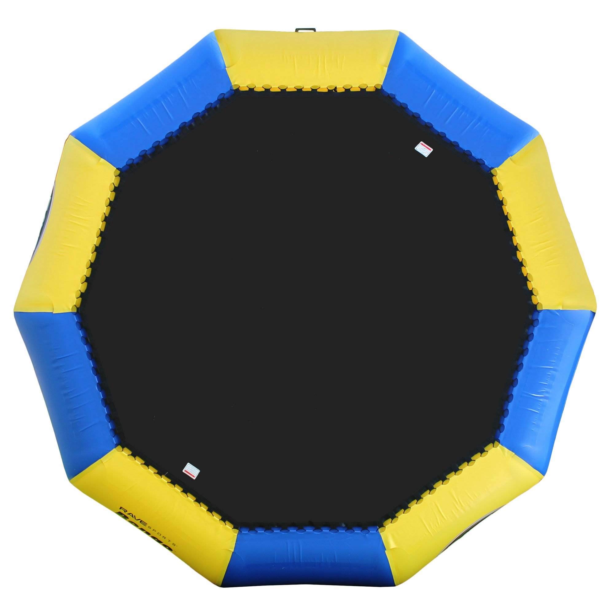 RAVE Sports Inflatable Bongo Water Bouncer, 10FT / 13FT / 15FT / 20FT, Recreational Trampoline with Sturdy Ladder, Heavy Duty Swimming Platform, Reinforced PVC Tube, Durable Nylon Jump Surface