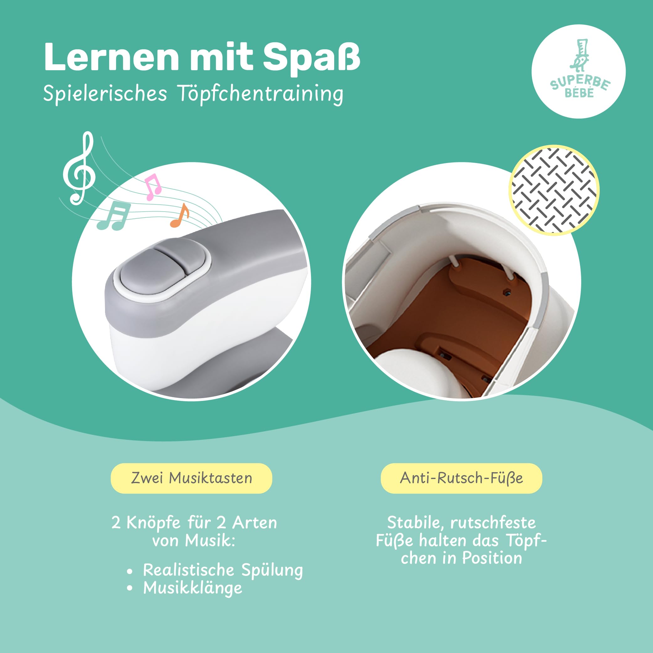 Baby Töpfchen - Toilettensitz Kinder - Kinder Töpfchen Mit Musik & Spülgeräusch Für Töpfchentraining - Baby & Kindertoilette - Leicht Zu Entleeren Mit Herausnehmbarem Topf - Potty Training Toilet