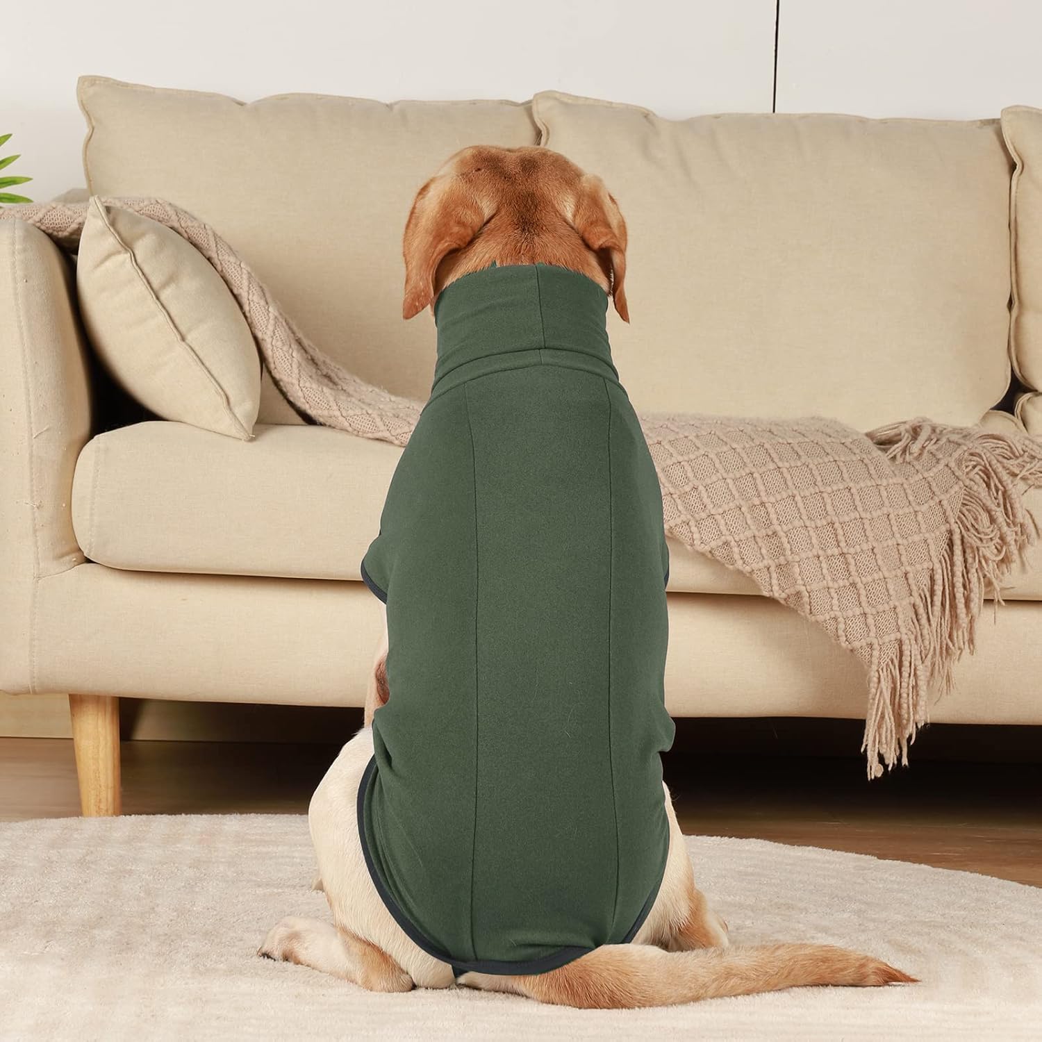 ROZKITCH Dog Winter Coat Soft Pullover Pajamas, Pet Windproof Warm Cold Weather Jacket Vest Cozy Jumpsuit Apparel Outfit Clothes for Walking Hiking Travel Sleep Green XL