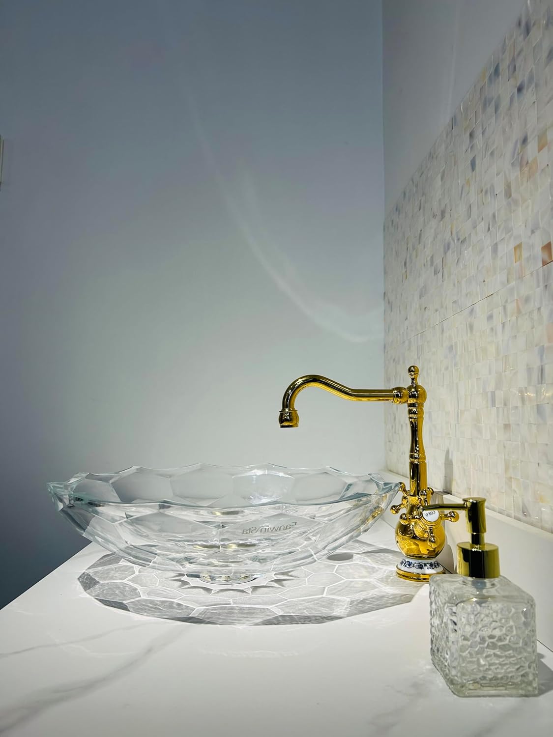 Transparent Glass Vessel Sink In washbasin sink | Vanity Countertop Sink with Pop Up Drain |WF-LA706