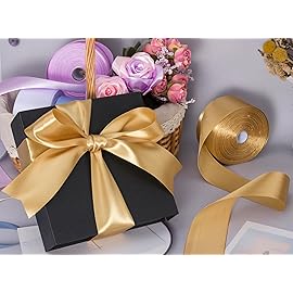 YASEO 2 Inch Champaign Gold Solid Satin Ribbon, 50 Yards Craft Fabric Ribbon for Gift Wrapping Floral Bouquets Wedding Party Decoration
