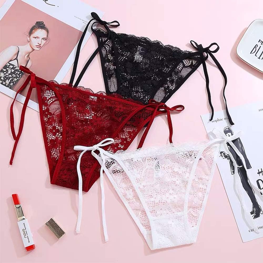 HTRUIYA 5 Pack Women's Side Tie Panties Wild Lace Bikini Adjustable G-String Underwear (Multicolour) One Size - Image 4