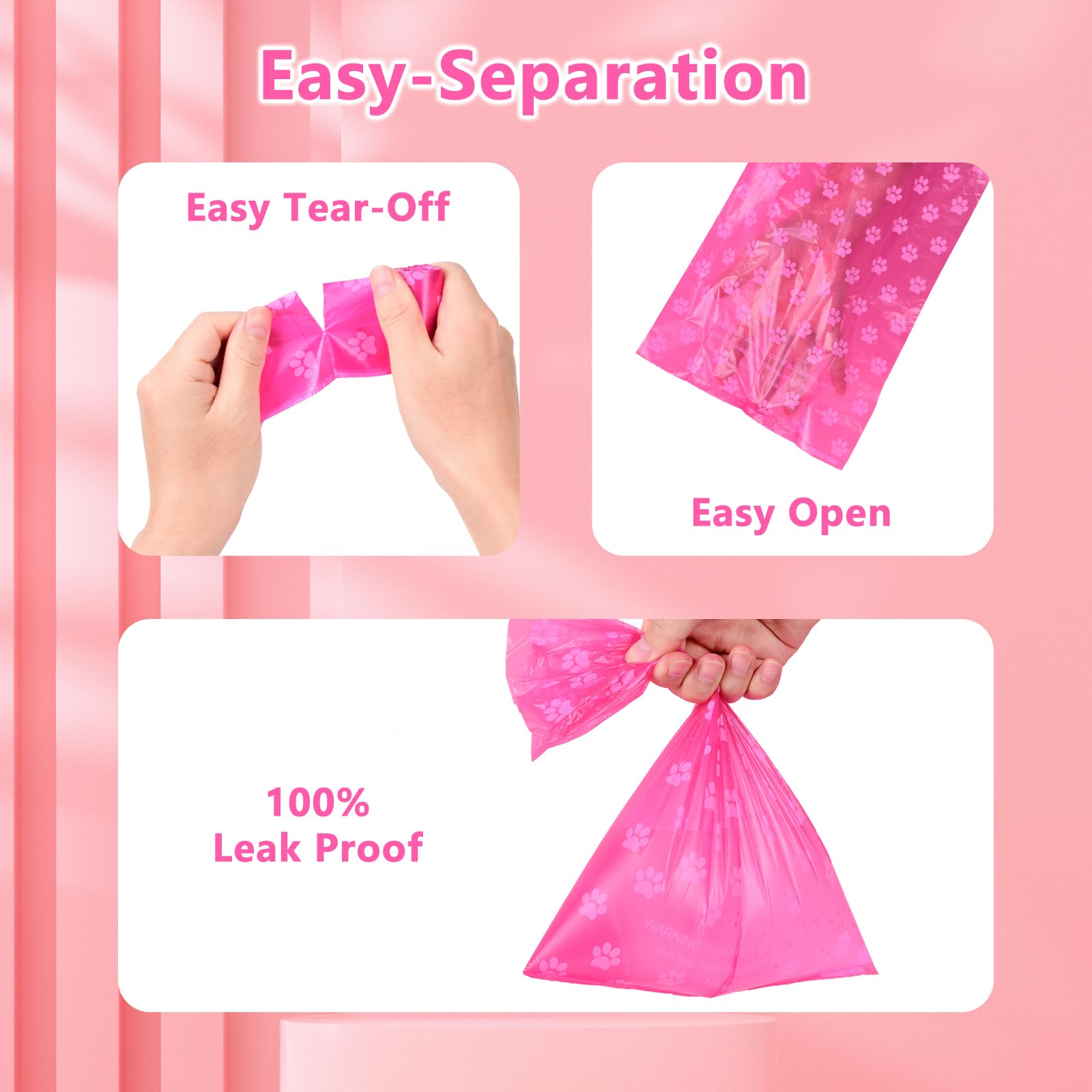 Ninsetinsoe poo bags dogs pink 240 bags Leak Proof and Extra Thick dog poop bags rolls Lavender Scented Biodegradable poo bags - Image 3