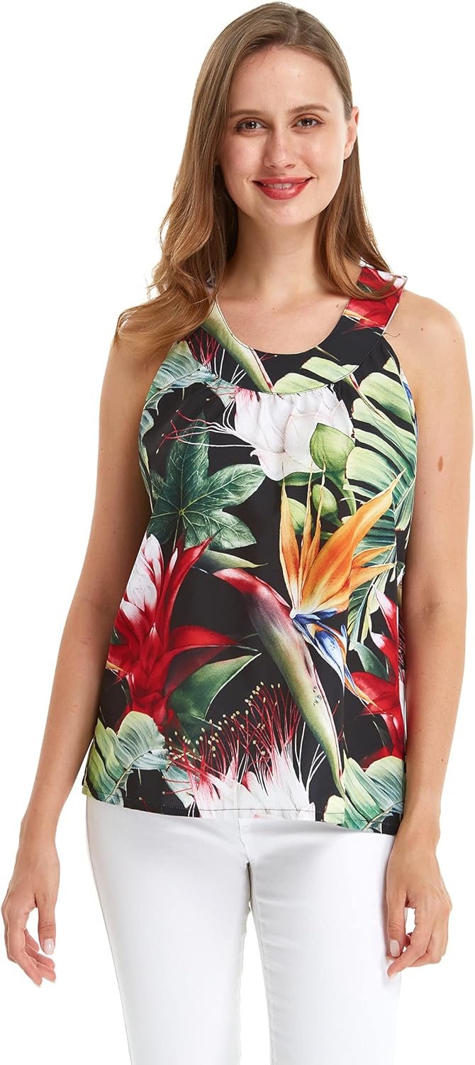 Matchable Hawaiian Luau Mother Daughter Women Tank Top or Girl Jumpsuit Romper in Tropical Twilight