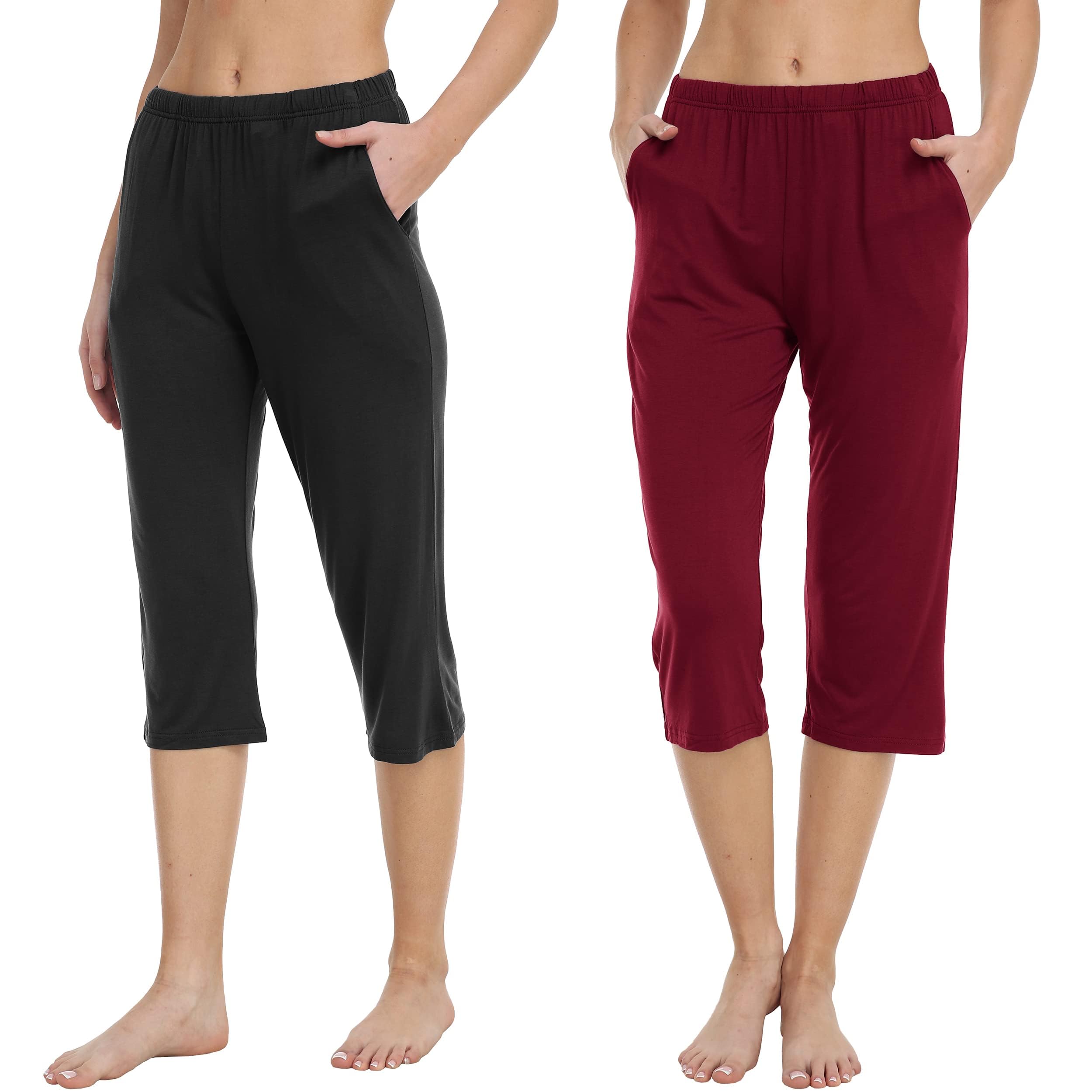 MoFiz Pantaloni Pigiama Donna 3/4 Pantaloni Lunghi per Dormire Pantaloni del pigiama Morbidi Pantaloni