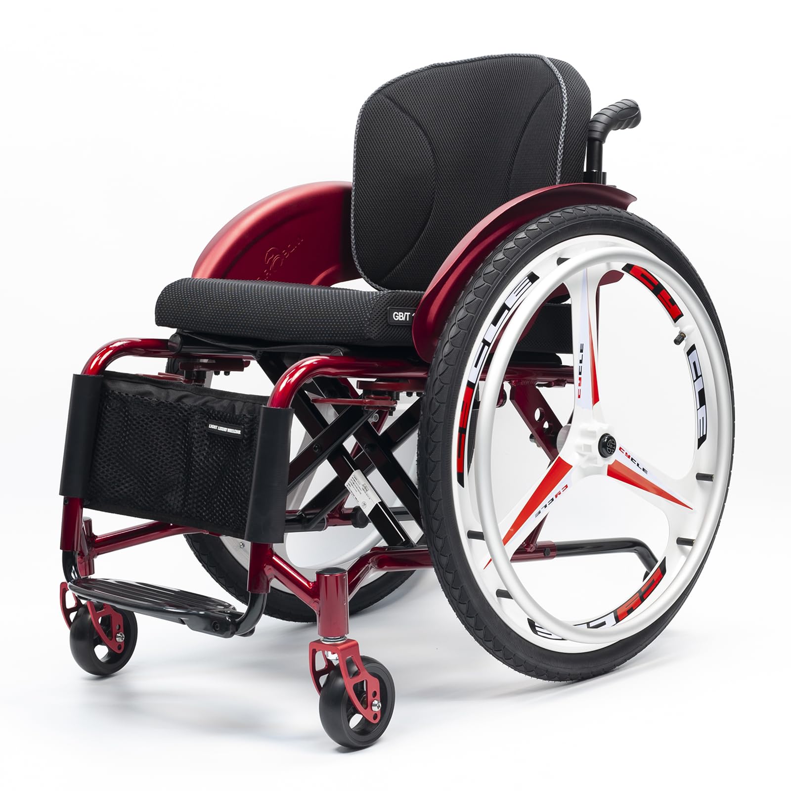 Sedia a rotelle Sportiva Leggera,Sedia a rotelle Pieghevole Super Leggera con Telaio in Alluminio – Manuale semovente con poggiagambe oscillante,carico 100 kg(Seat Width 40cm/15.7in,C)