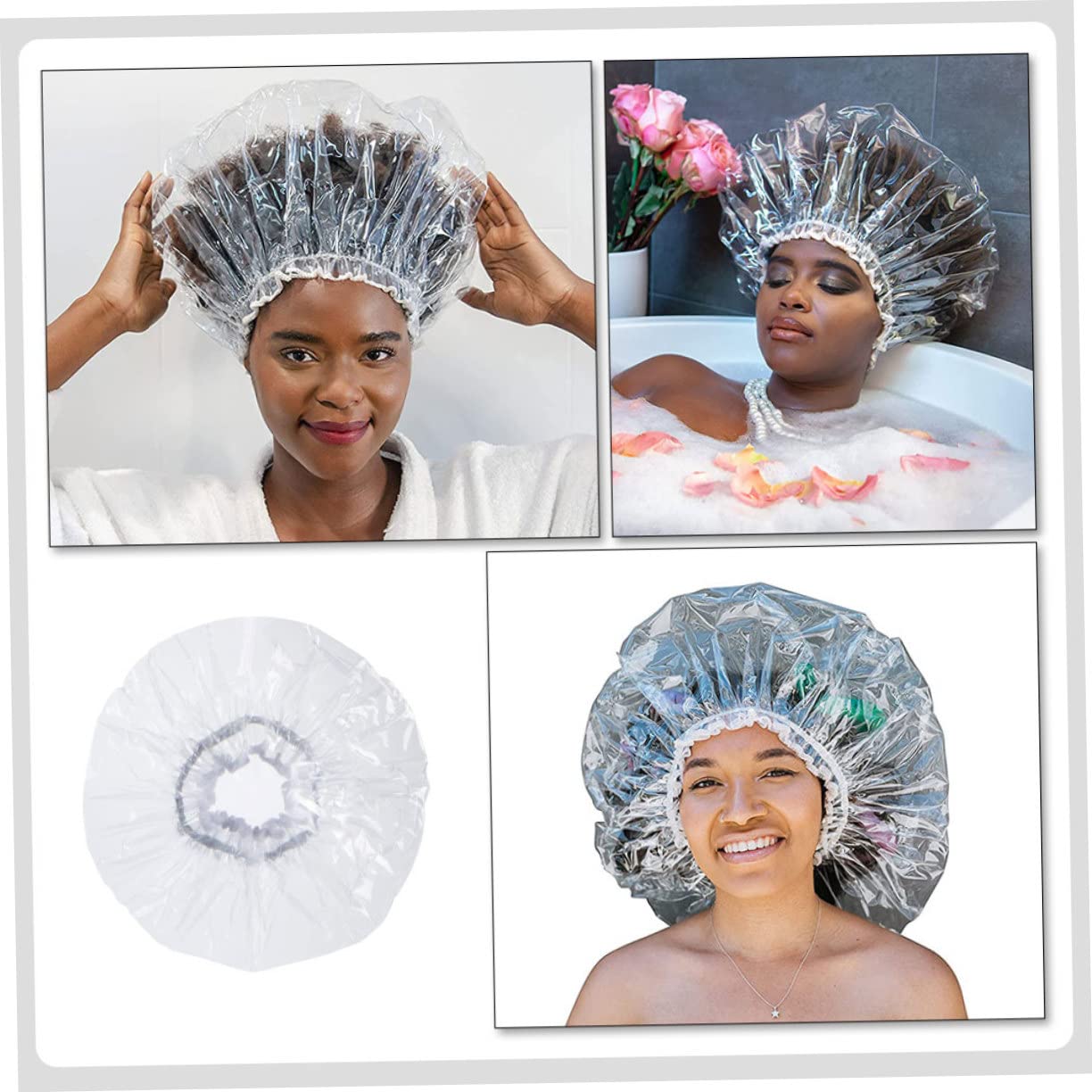 LALAFINA 5piezas Gorro De Ducha Para Adultos Capucha Protectora De Pelo Para Baño y Ducha Para Cabello y Diseño y Portátil y