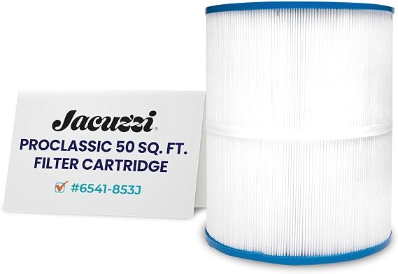 Jacuzzi ProClassic 50 Sq Ft Rinseable Pleated Cartridge, Replacement Spa Filter 6541-853J, Fits 2023+ J-200 Hot Tubs, Durable Reemay Media for Crystal-Clear Clean Spa Water, Easy Install & Maintenance