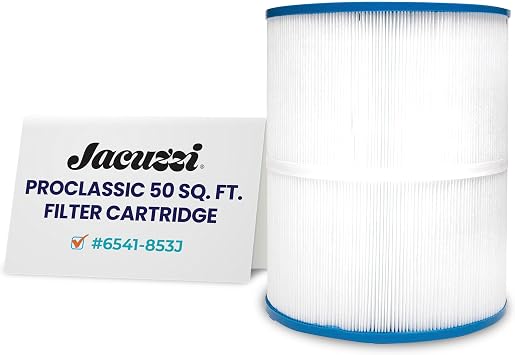 Jacuzzi ProClassic 50 Sq Ft Rinseable Pleated Cartridge, Replacement Spa Filter 6541-853J, Fits 2023+ J-200 Hot Tubs, Durable Reemay Media for Crystal-Clear Clean Spa Water, Easy Install & Maintenance