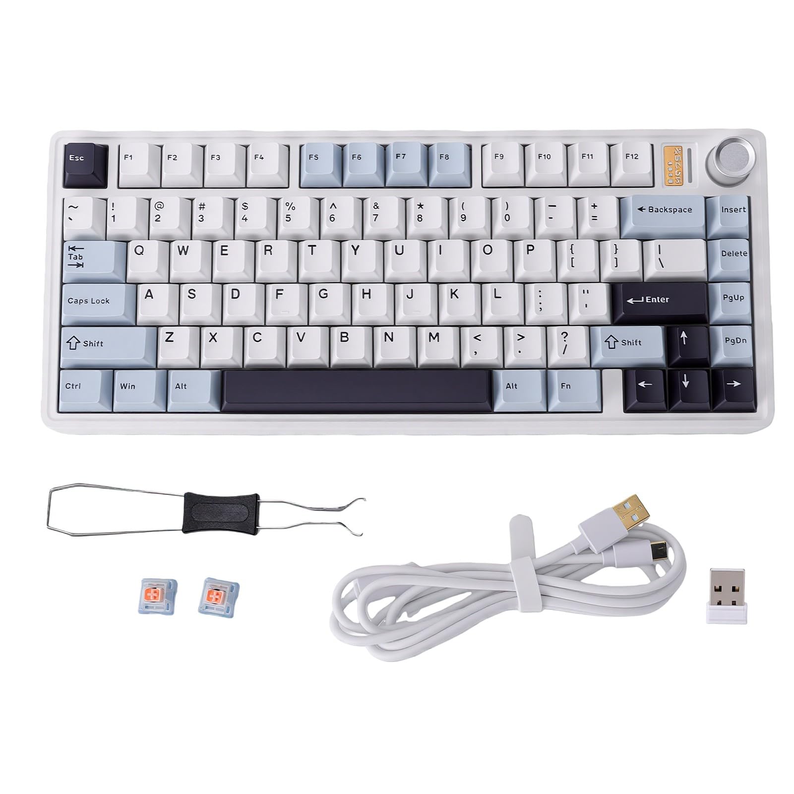 Luocute Tastiera Meccanica Wireless, 81 Tasti | Hot Swap al 75%, retroilluminazione RGB, Bluetooth tri modalità, 2,4 GHz tipo C, per PC portatile