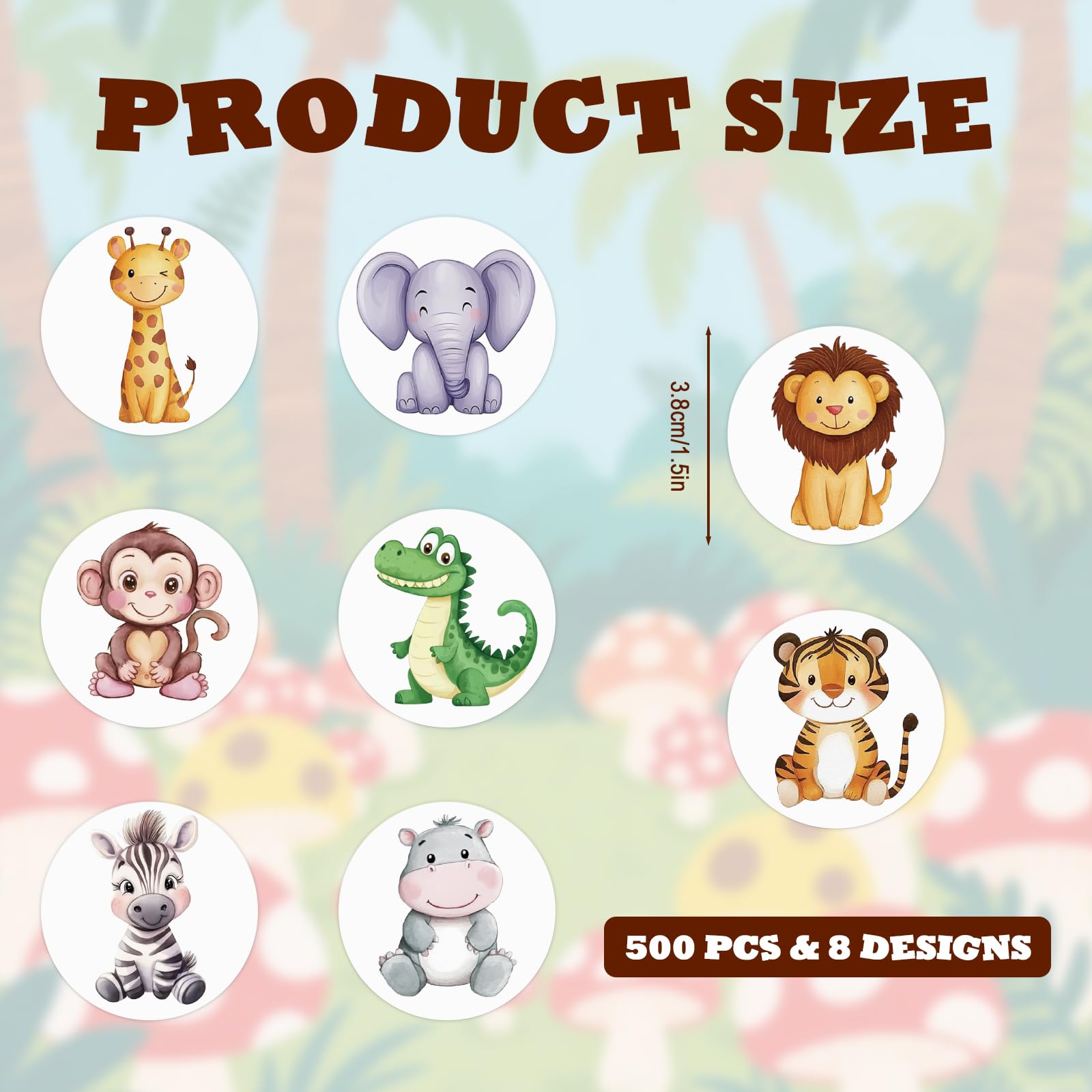 500pcs Jungle Animal Stickers - Image 2