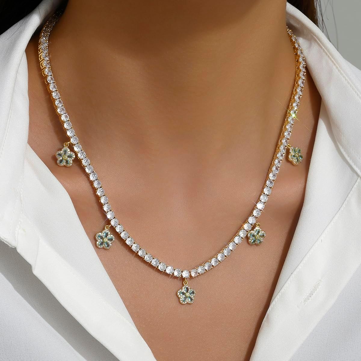 Miniatura 5 de MAARRING Pulseras de oro para mujer Pulsera redonda de diamantes Pulsera de tenis Pulseras de amistad Pulsera de moda Regalo para ella