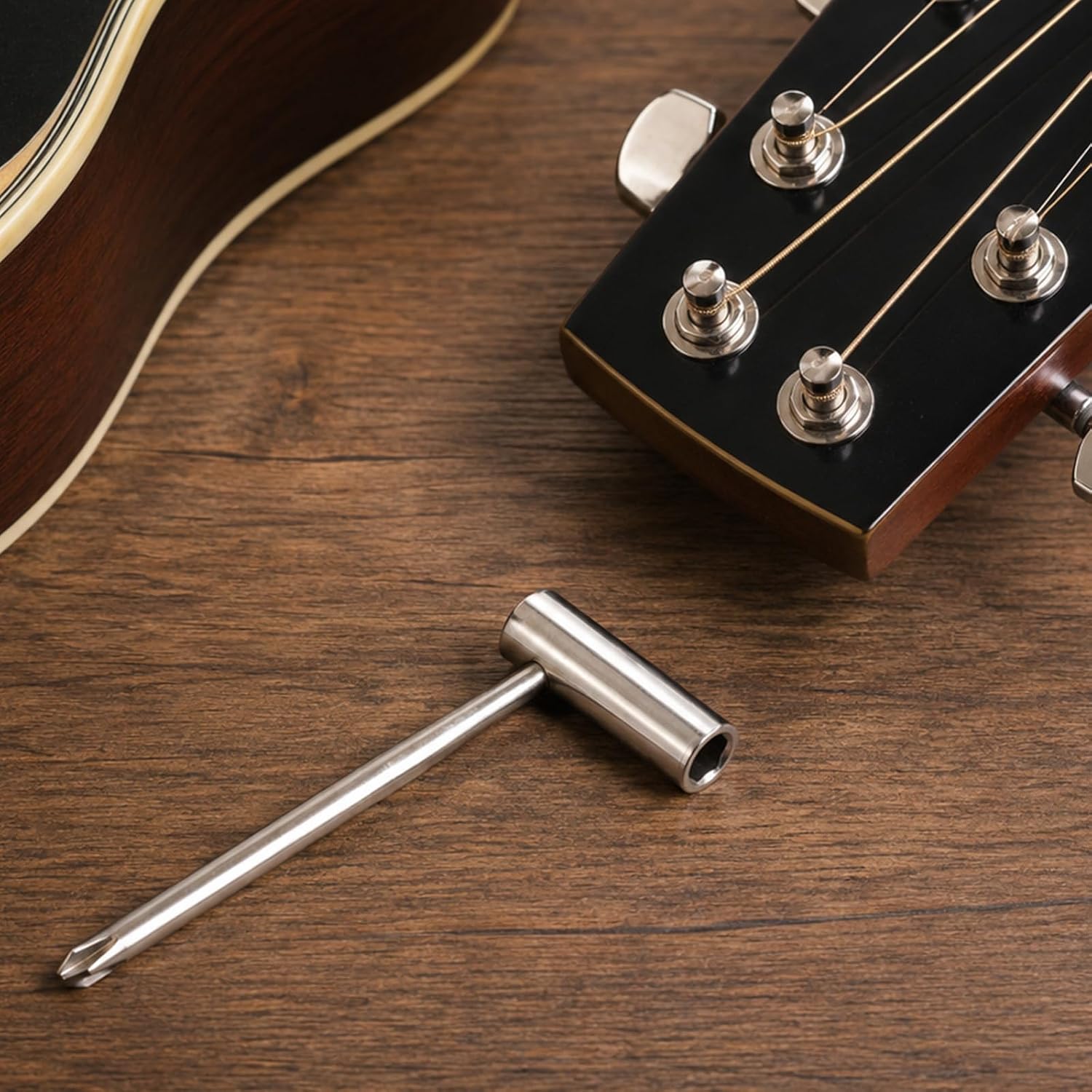 1 PCS Guitar Truss Rod Wrench, 5/16" Guitars Repair Adjustment Wrenchs with Cross Screwdriver Neck Box Repair Adjustments Wrench Guitar Neck Adjustment Tools Compatible with Electric Bass（Silver)