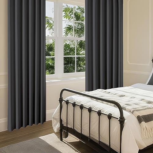 Miniatura 8 de CUCRAF - Cortinas opacas de 84 pulgadas de largo, juego de 2 paneles para dormitorio, cortina de oscurecimiento con bolsillo para la barra en gris