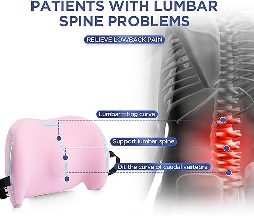 Vista 36 de Almohada de apoyo lumbar para silla de oficina, almohada lumbar de automóvil, alivio del dolor de espalda baja de espalda, cojín de espuma Negro
