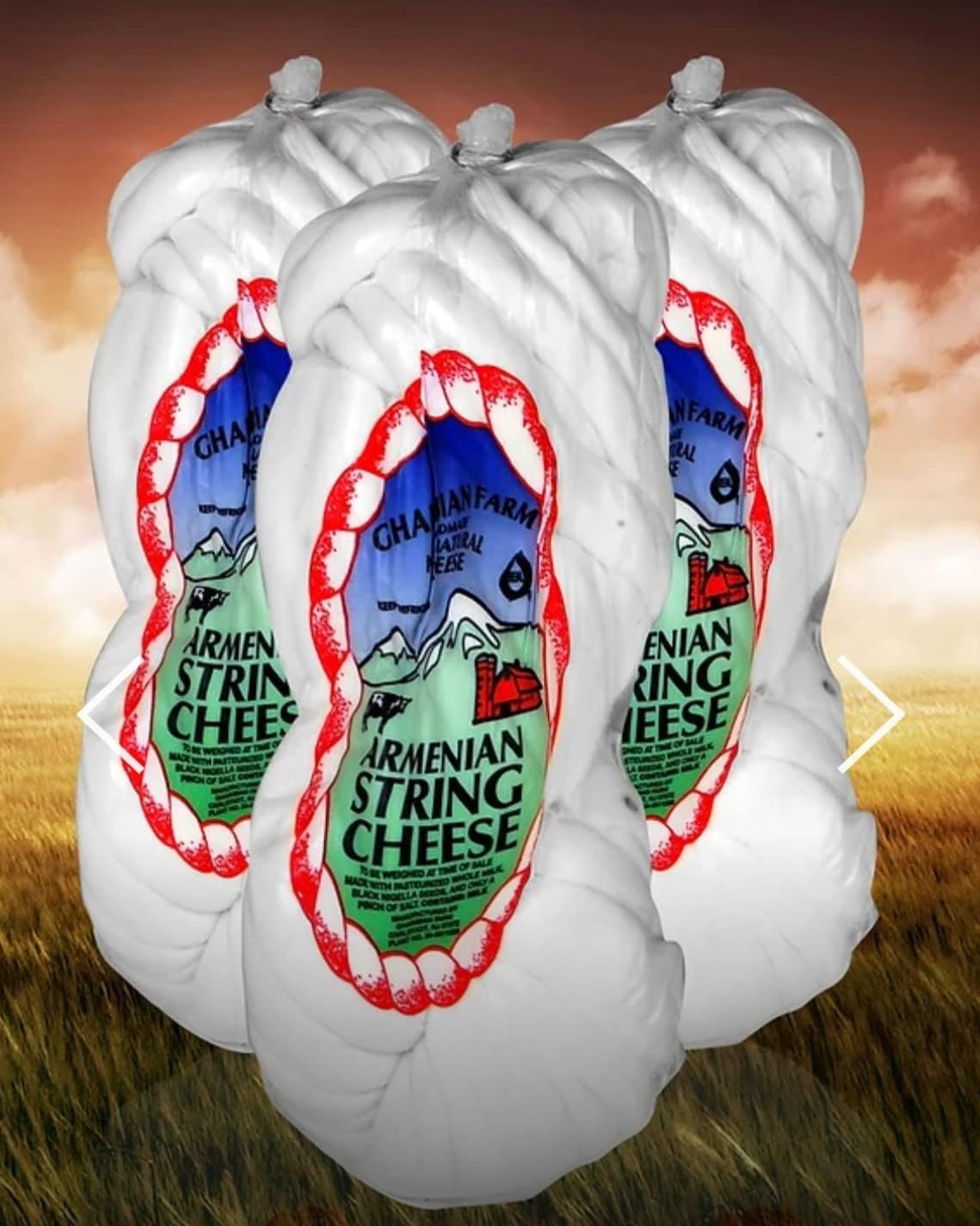 GHARIBIAN ARMENIAN STRING CHEESE Handmade All Natural Angel Braided 2 Pieces Aprox NT.WT 7 oz.each