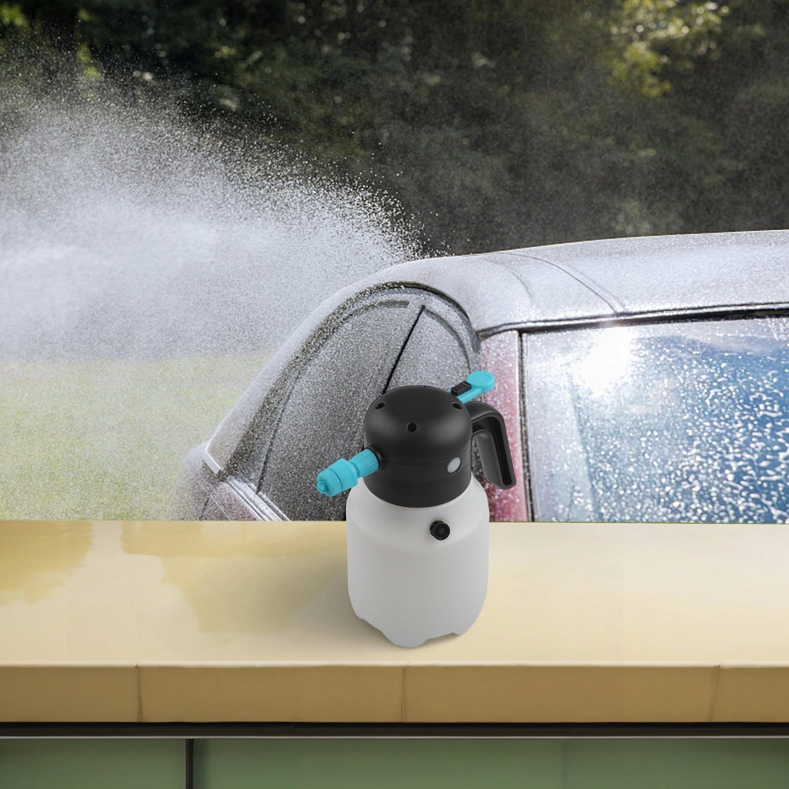 Botella pulverizadora de espuma eléctrica recargable de 1,8 L, lavadora de alta presión inalámbrica para lavado de coches, boquilla ajustable, herramienta de limpieza de jardín, plástico