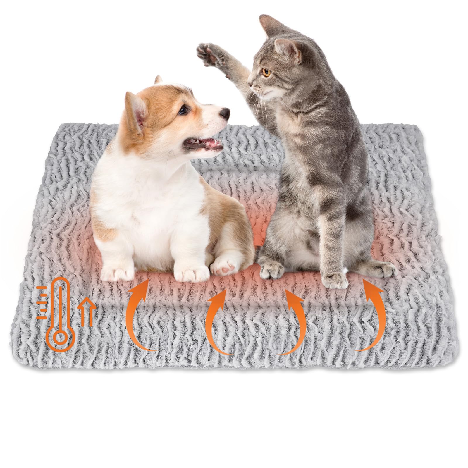 Tapis Chauffant Chat Chien 80×60 cm sans Électricité, Coussin Auto-Chauffant Chat Antidérapant avec Couverture Amovible et Lavable,Tapis pour Chat Chaud pour Intérieure et Extérieure