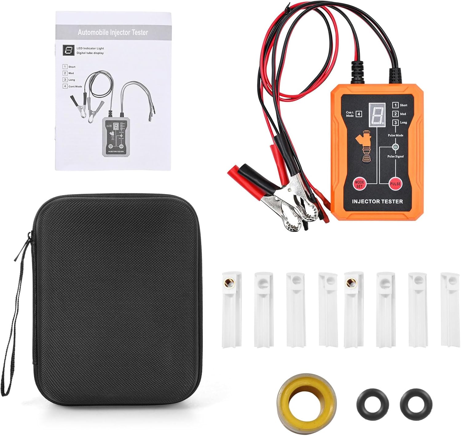 Aramox Fuel Injector Cleaning Tool Kit, Automobile Injector Tester with 8 Pulse Modes and Dual Channel for Gasoline Engine (White)