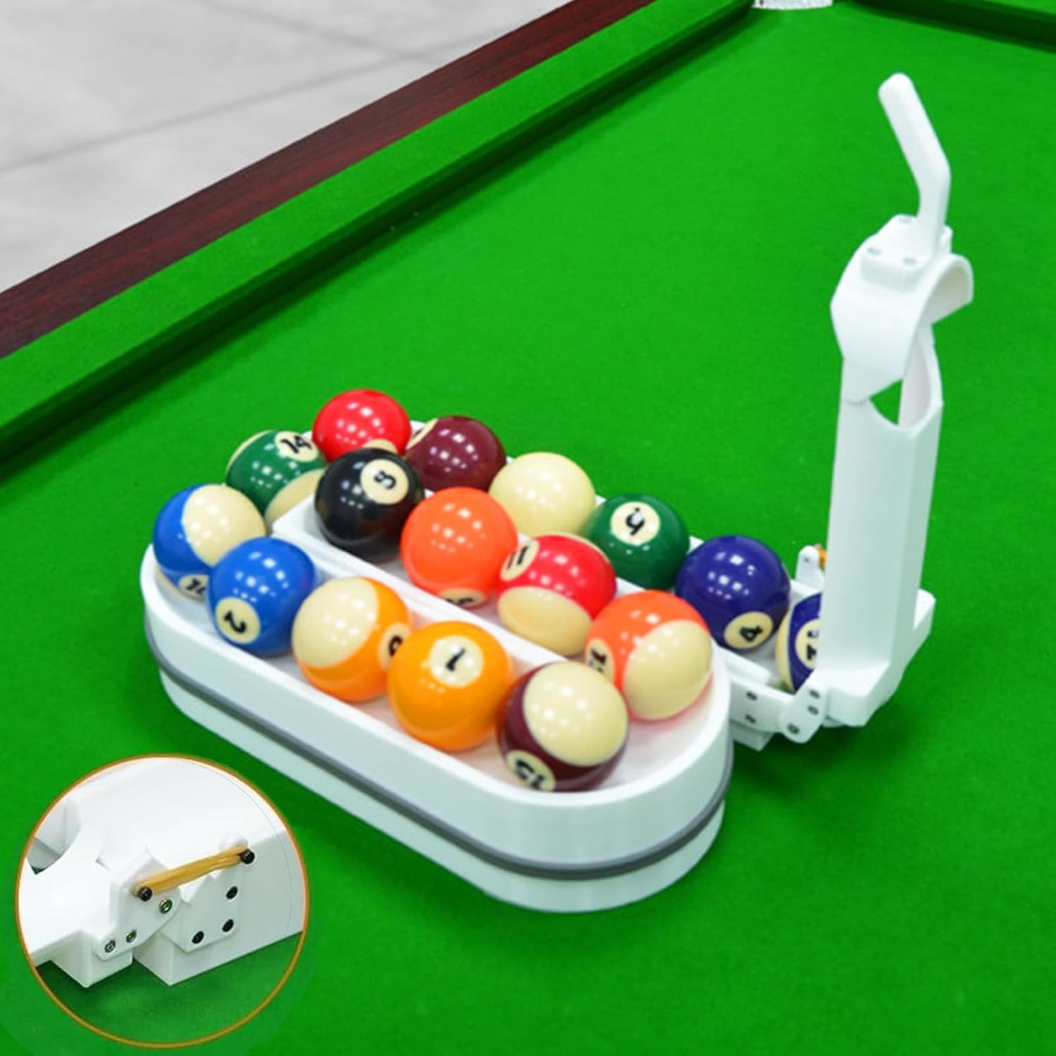 Billiards & Snooker Training Rack, 3D Printed Pool Ball Setter, One-Piece Molding Without Seams Design, Holds 15 Balls, Portable Practice Tool for Pool Table Accessories