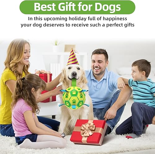 Miniatura 2 de QDAN Pelota de fútbol para perros, juguetes interactivos para perros para tira y afloja, juguete de tira y afloja, juguete de agua para perros,