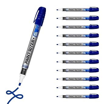 Markal 97254 Paint-Riter+ Rough Surface Liquid Paint Marker, Versatile Surface Compatibility, Bold Mark Size 1.8", Blue 12-Pack