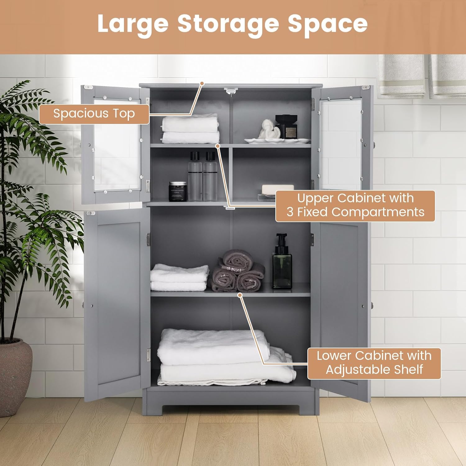 Interior of Giantex Storage Cabinet showing compartments