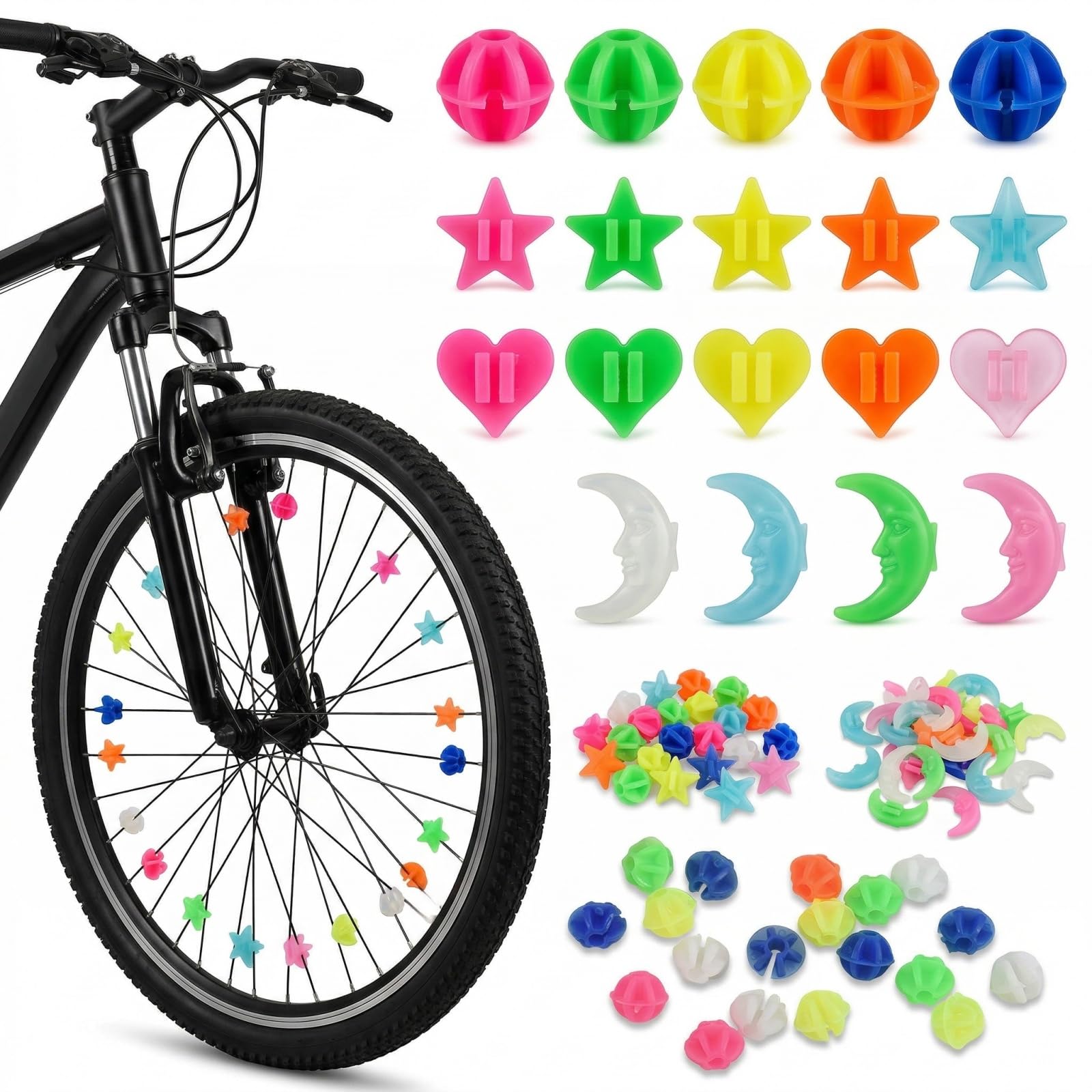 250 Pièces Perles à Rayons de Vélo, Accessoires et Décorations Colorées, Réflecteurs Lumineux, Accessoires de Vélo Cool pour Tous Les Cyclistes