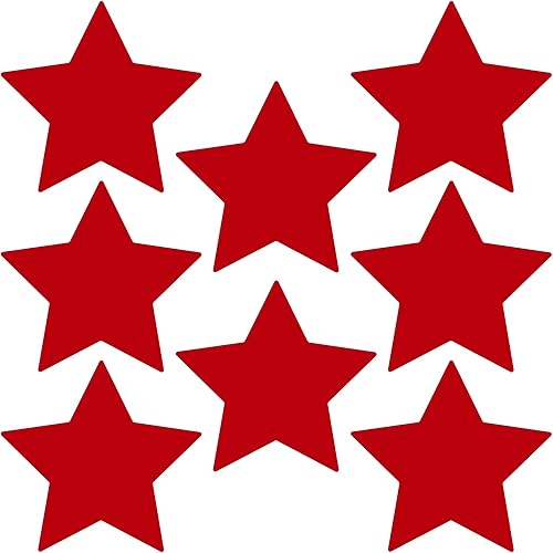 LiteMark Durable Stars, calcomanía roja brillante de 5.5 pulgadas, uso en hormigón liso, azulejos, vidrio, paquete de 8 estrellas