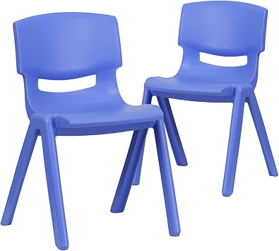 Flash Furniture Whitney 2 Pack Blue Plastic Stackable School Chair with 13.25" Seat Height