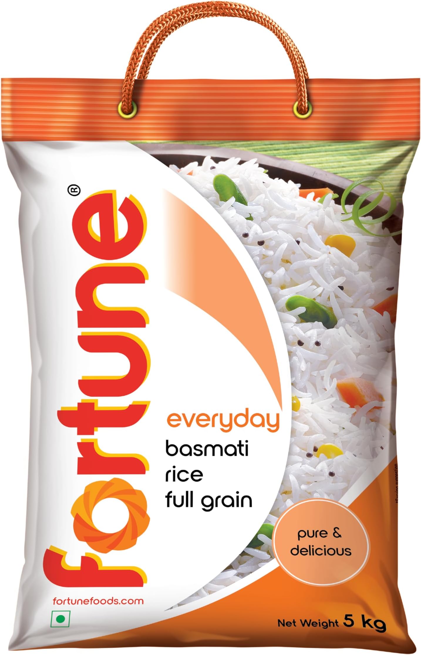 Fortune Everyday Basmati Rice, 5 Kg | Full Grain, Fluffy & Non-Sticky | Ideal for Daily Cooking