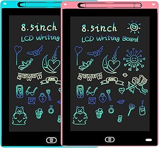 2 Pack LCD Writing Tablet for Kids, Colorful Screen Drawing Board,8.5inches Doodle Scribbler Pad, Boogie Board Writing Tablet, Gift for Kids Adults Home School Office (Blue/Pink)