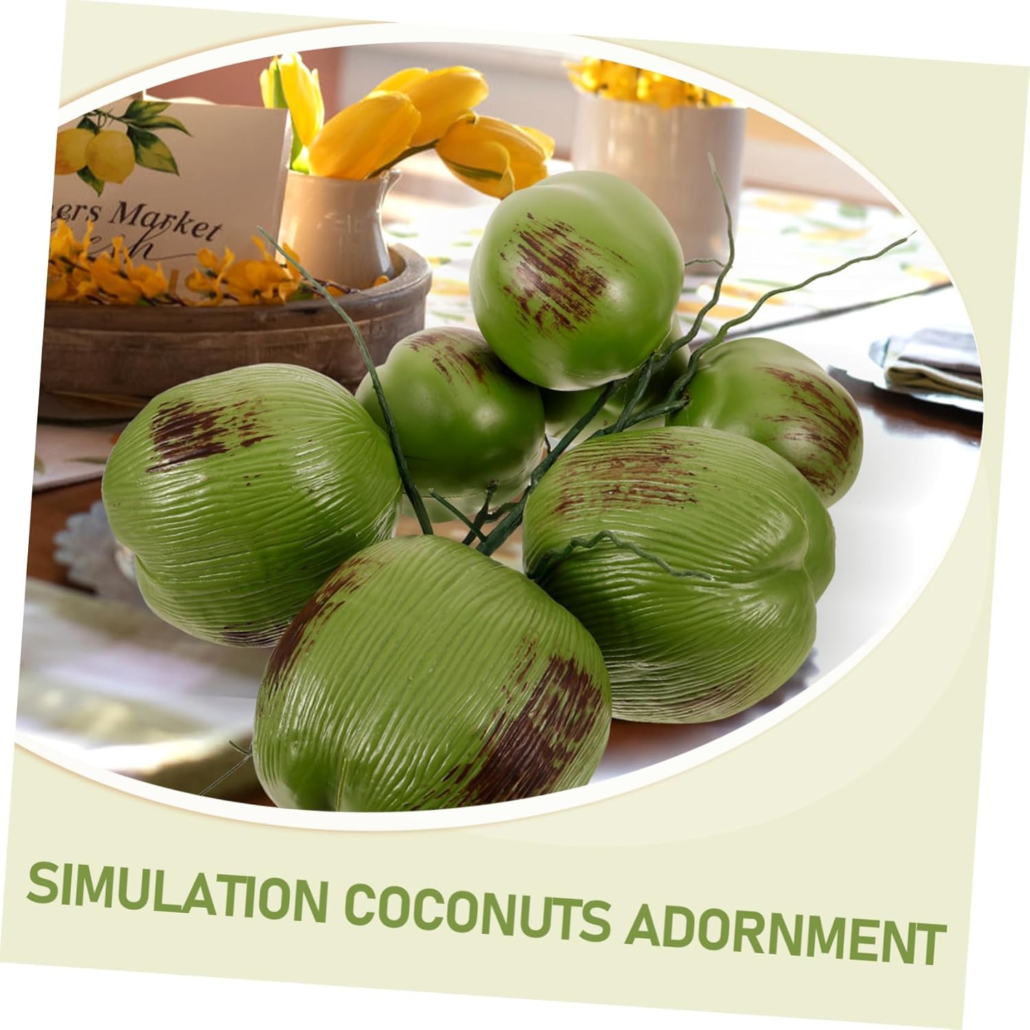 Artificial Coconut Decor Simulated Tropical Fruit Model for Home and Kitchen Table Decoration for Hawaiian Parties and Events Realistic Design Made of
