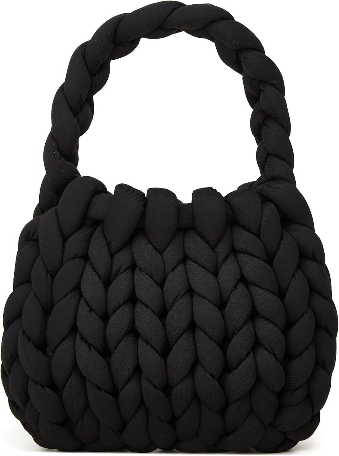 Women's Knit Clutch Bag Handmade Woven Polyeater Knit Satchel Purse Handbag Shoulder Solid Color Bag