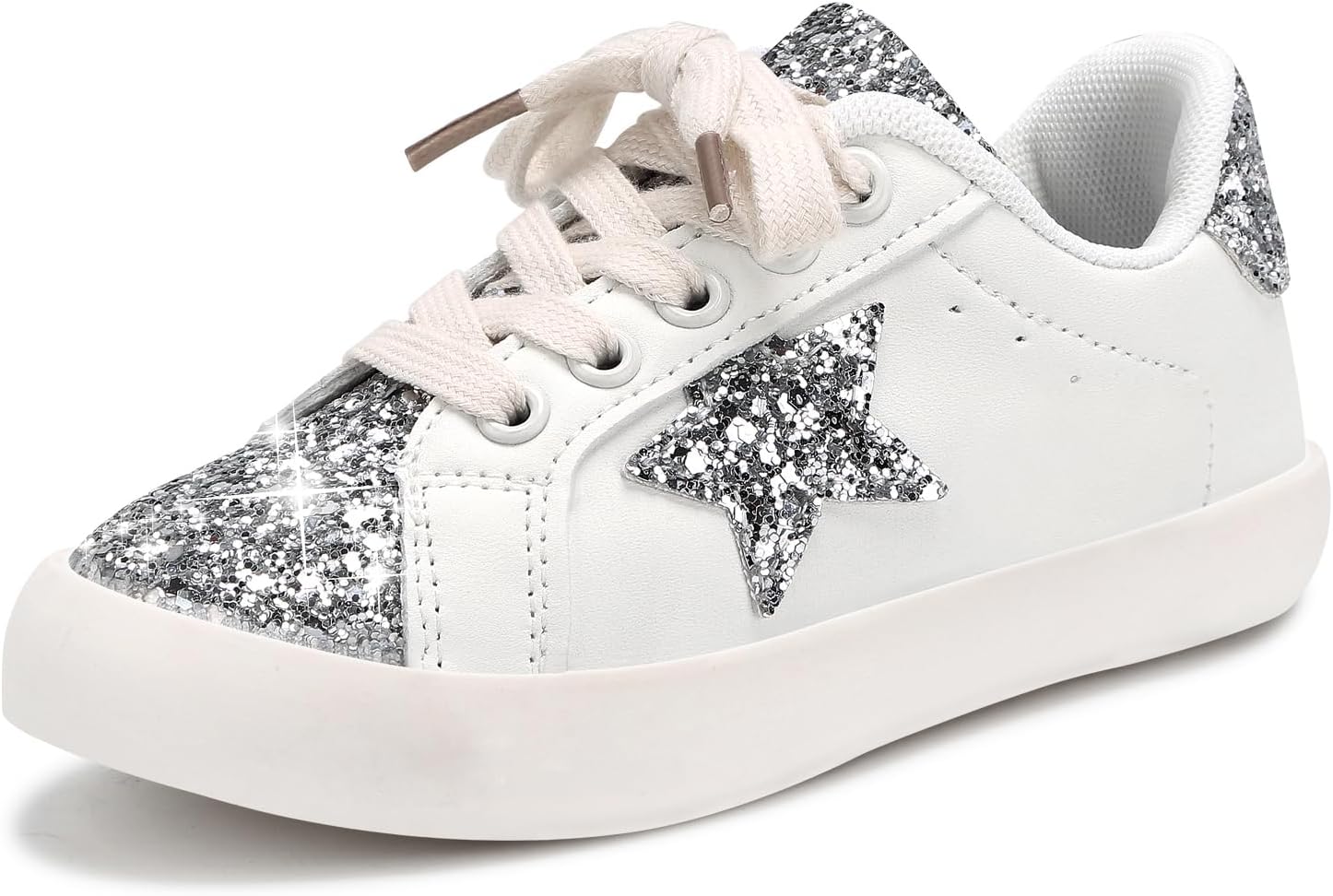 Qimaoo Girls Sneakers Glitter Tennis Shoes Lightweight Non-Slip Running Walking Shoes for Toddler/Little Kid/Big Kid