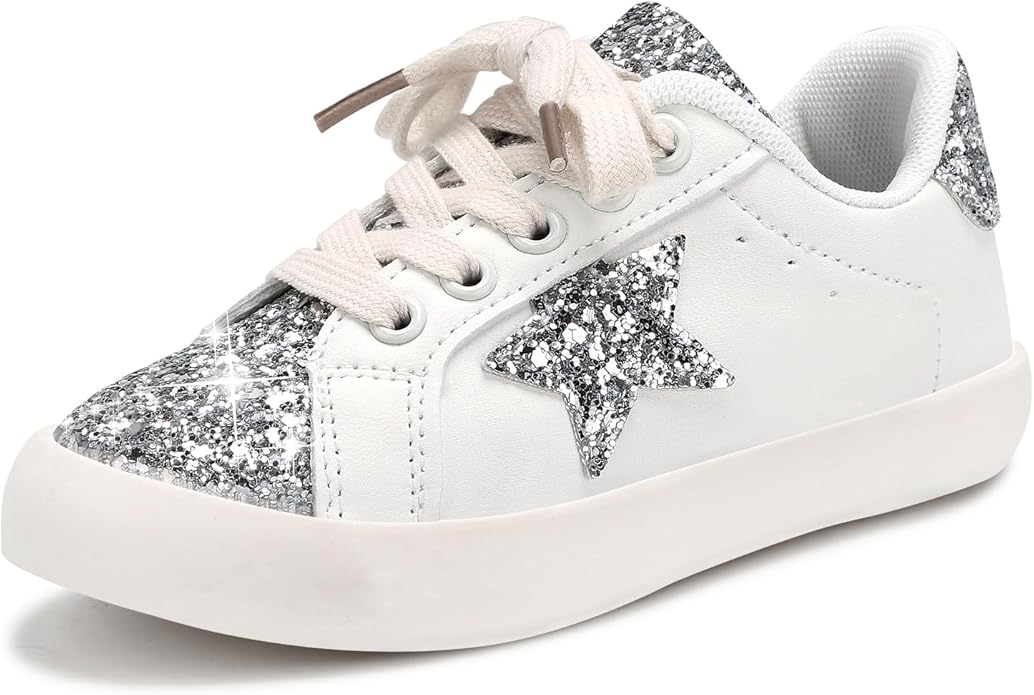 Girls Sneakers Glitter Tennis Shoes Lightweight Non-Slip Running Walking Shoes for Toddler/Little Kid/Big Kid