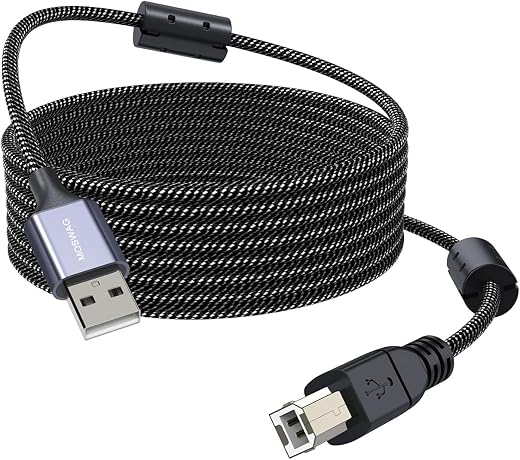 Irresistible Deals MOSWAG Printer Cable 32.8FT/10Meter USB Type A to Type B Durable USB Printer Cord High Speed Printer Cable for HP,Canon,Dell,Epson,Lexmark,Xerox,Brother,Samsung and More