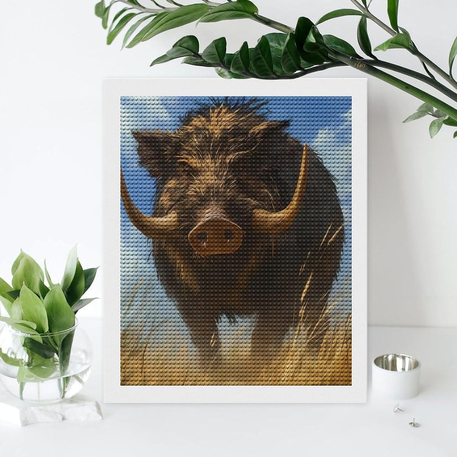 KKdskkds Funny Wild Boar Diamond Art Painting Full Round Drill Sparkling Craft Wall Decor 16"x20"