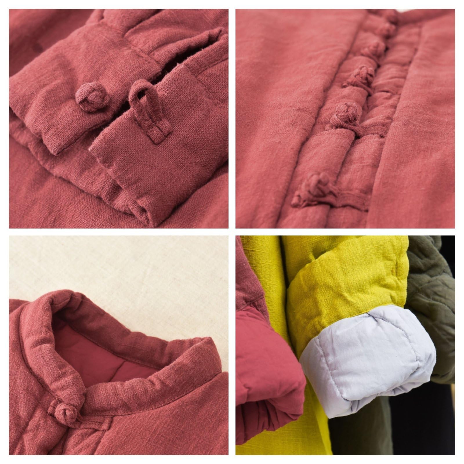Veste Femme Style Chinois RéTro Court Hiver Ethnique Coton Matelassé Bouton Veste Femme Traditionnelle Haut